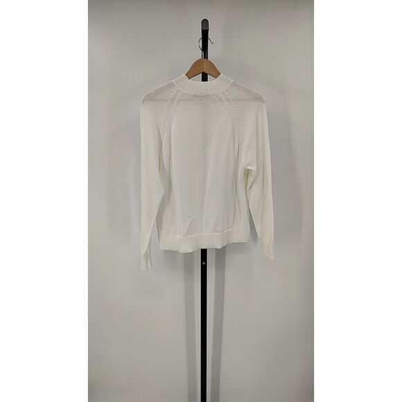 Quince 100% Organic Cotton Mock Neck Sweater Ivory Sleeved Top M - Picture 2 of 2